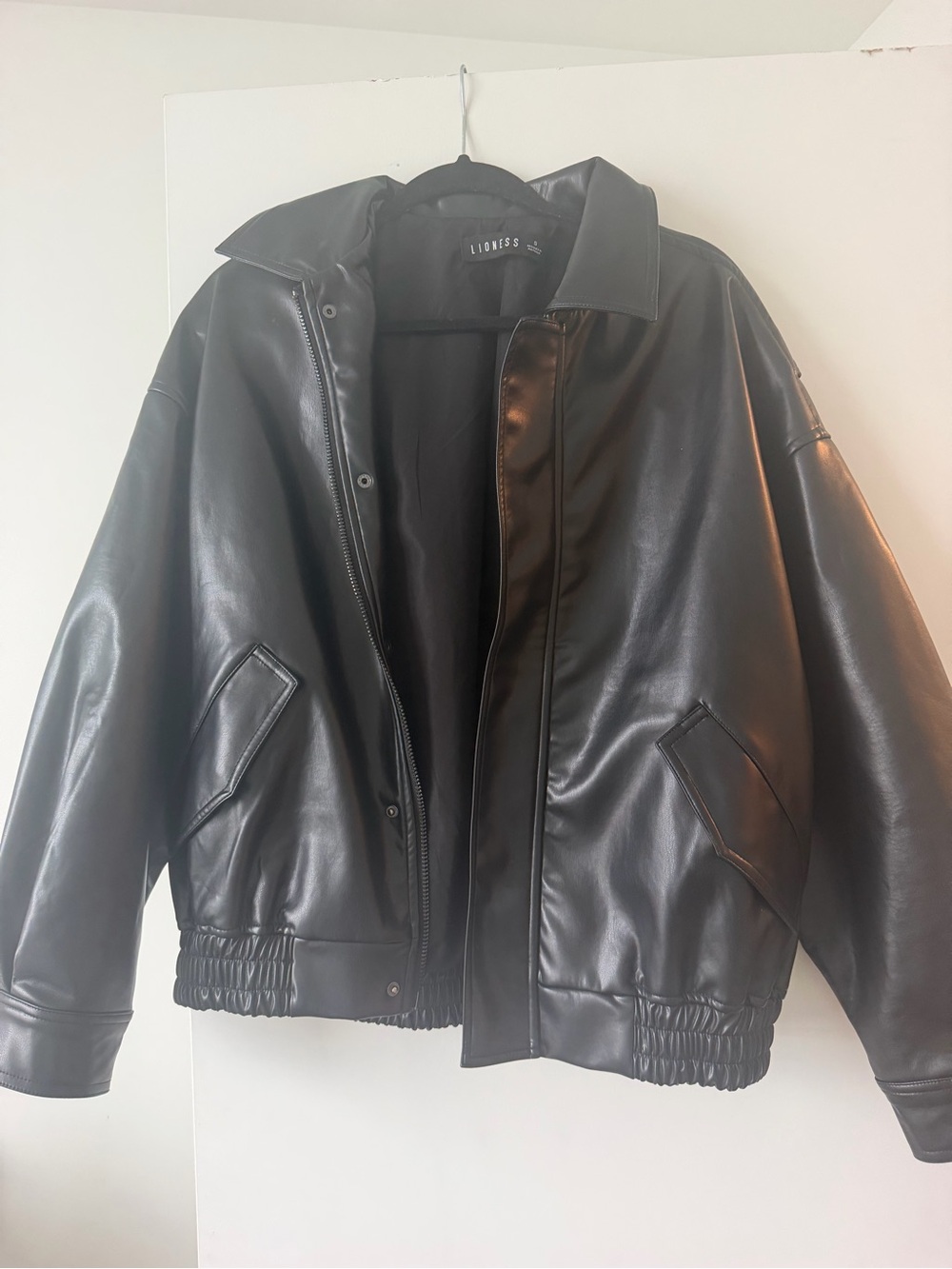 Lioness Black Faux Leather Bomber Jacket